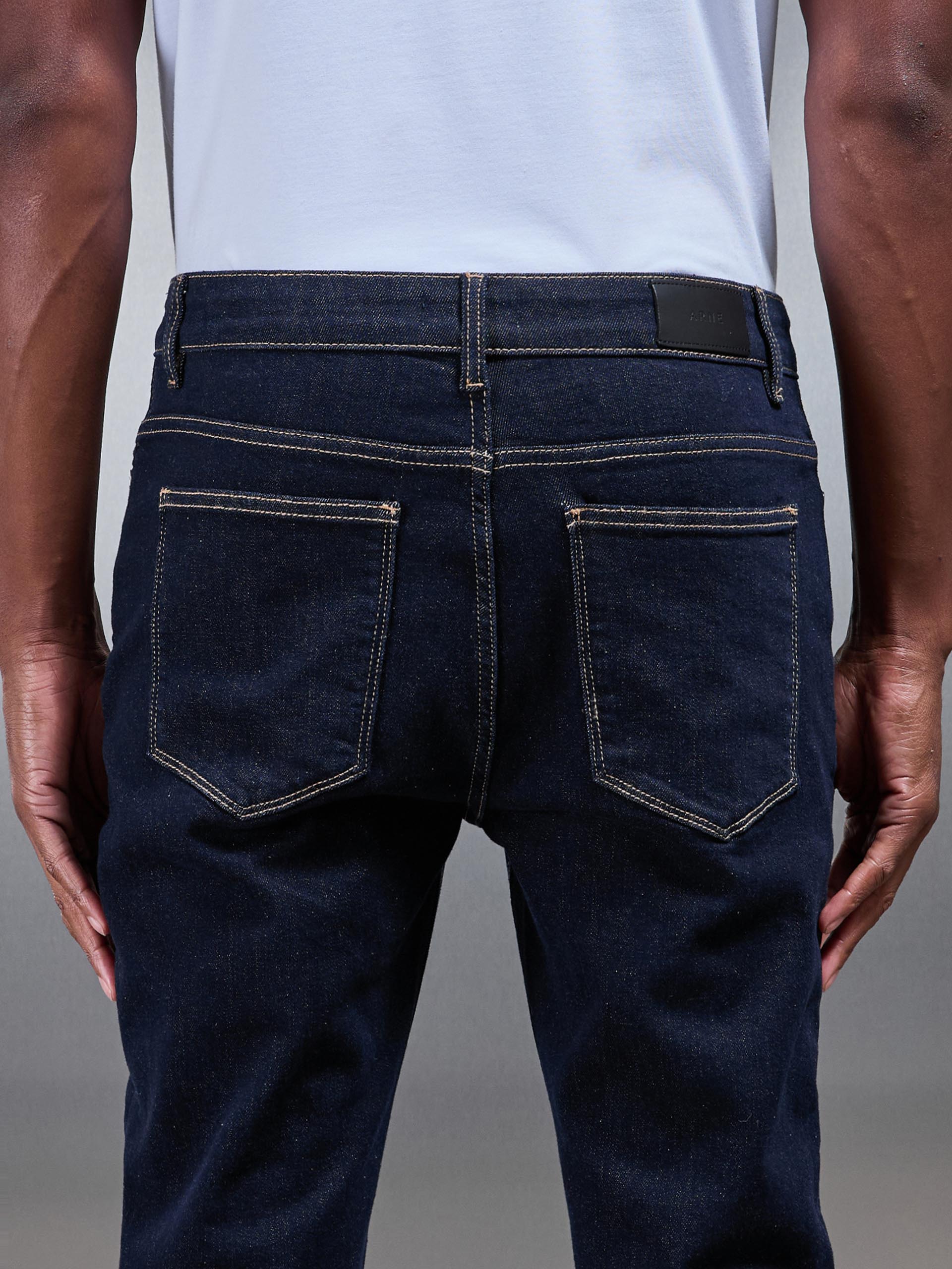 Slim Fit Denim Jeans in Solid Dark Blue