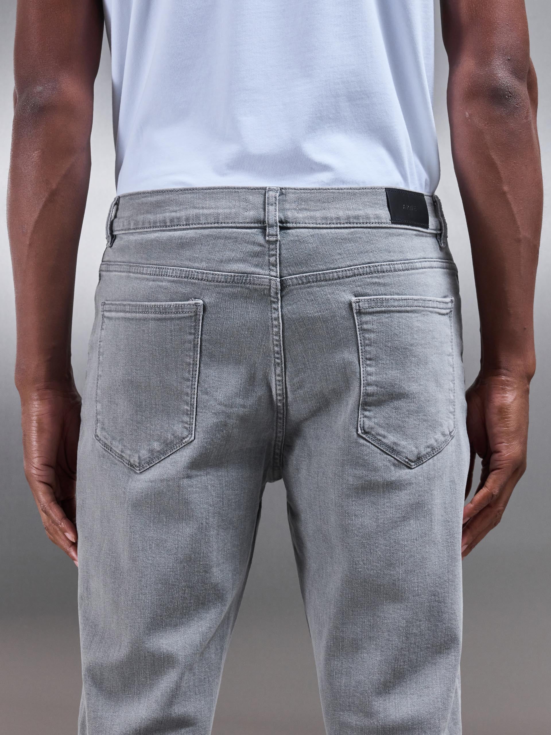 Slim Fit Denim Jeans in Solid Grey