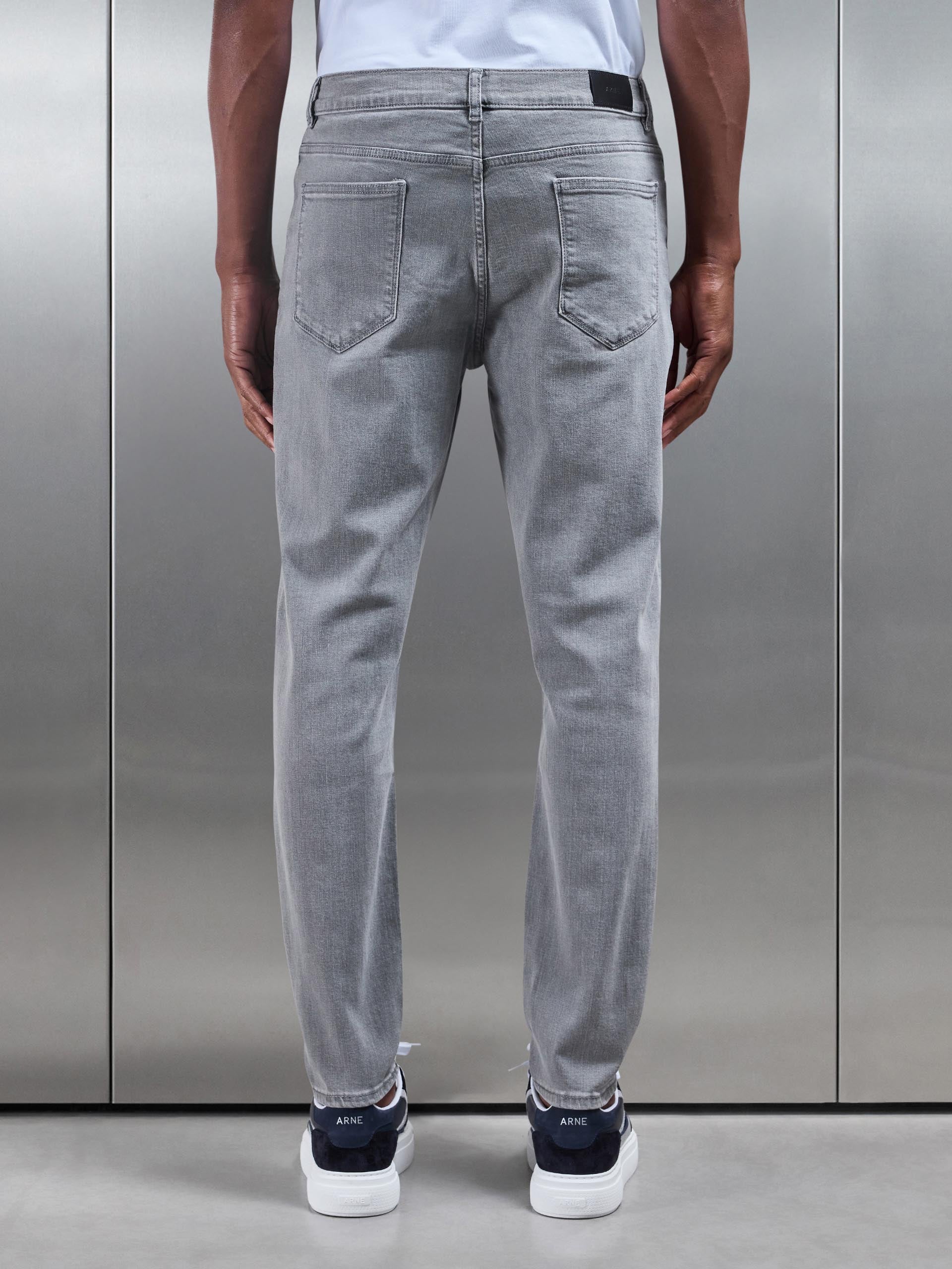 Slim Fit Denim Jeans in Solid Grey