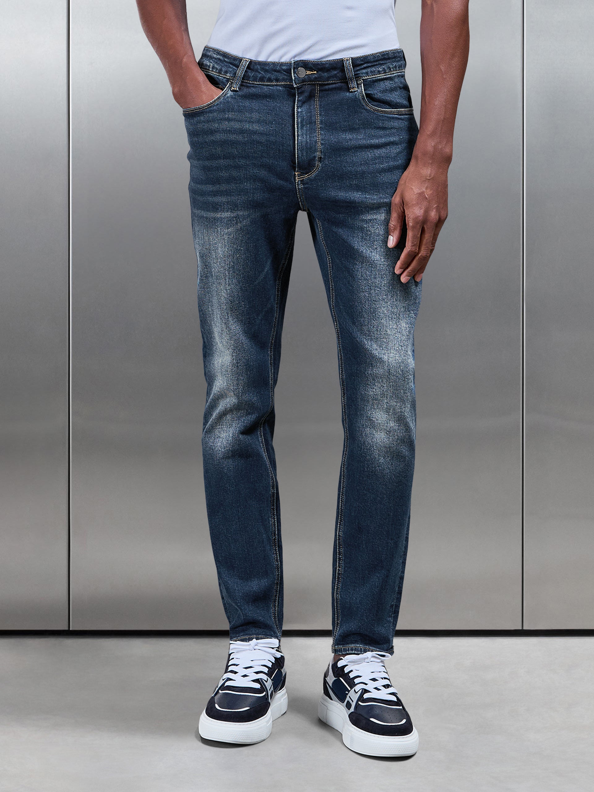 Slim Fit Denim Jeans in Vintage Blue