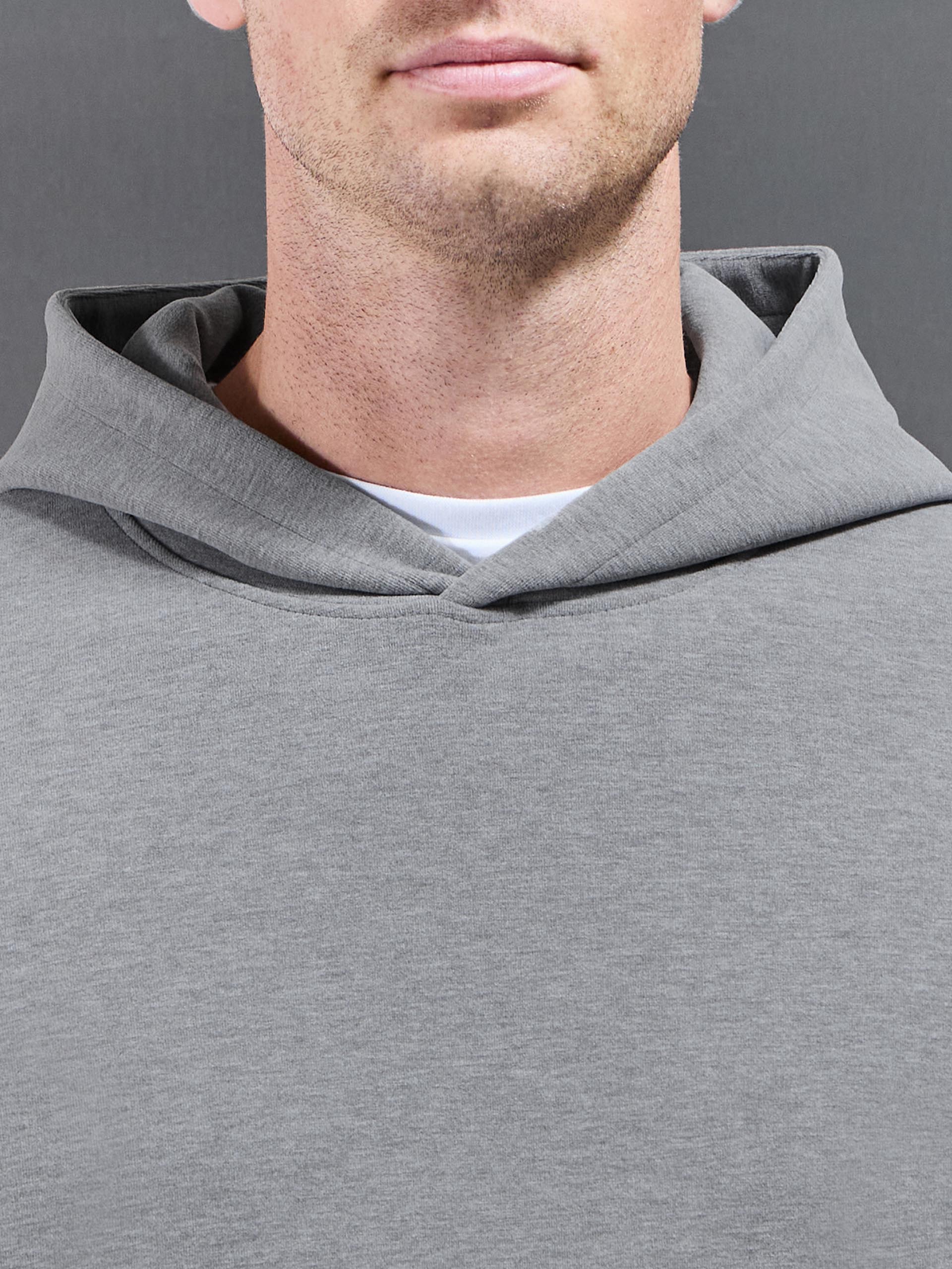Slim Fit Knitted Hoodie in Marl Grey