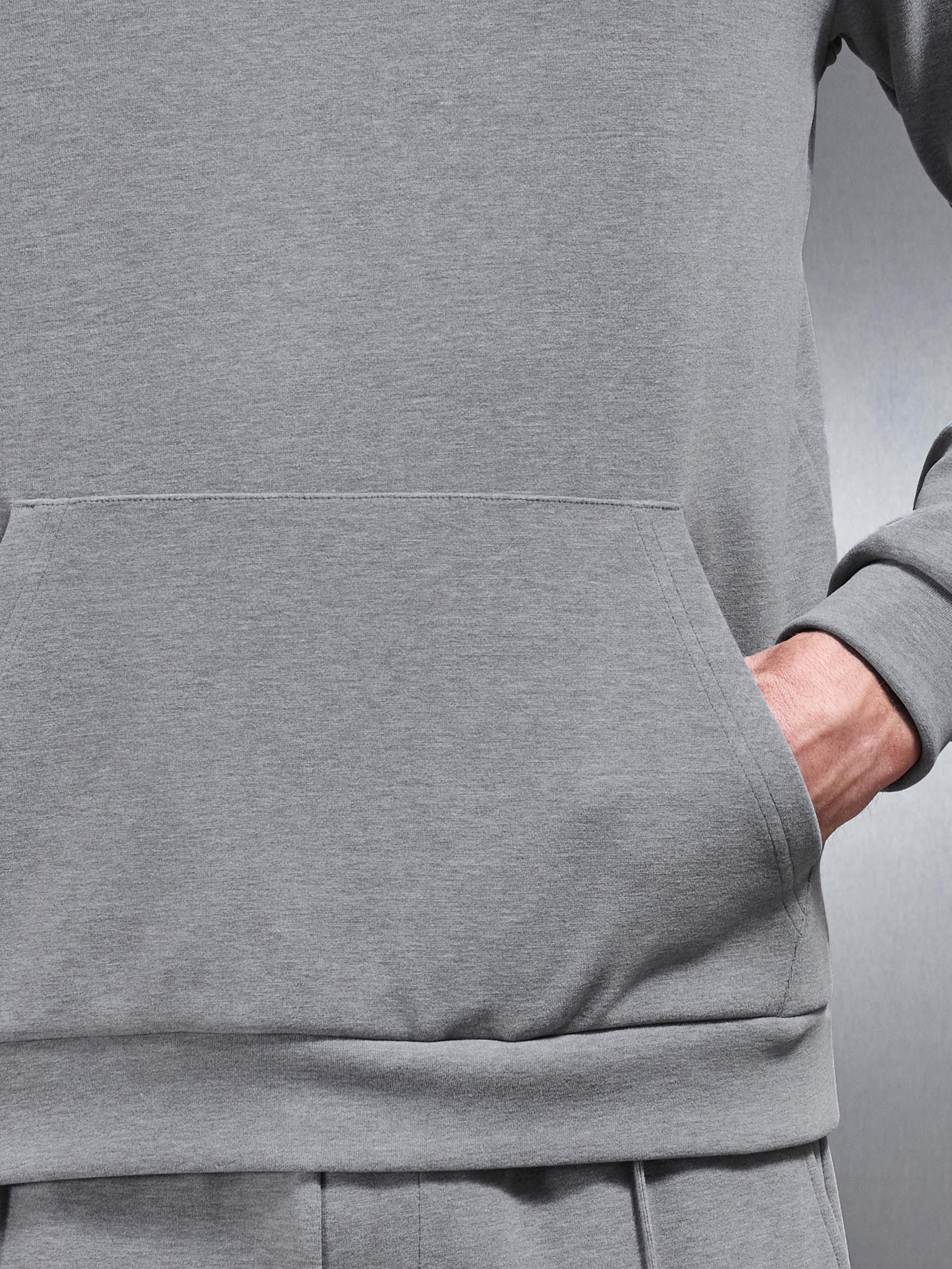 Slim Fit Knitted Hoodie in Marl Grey
