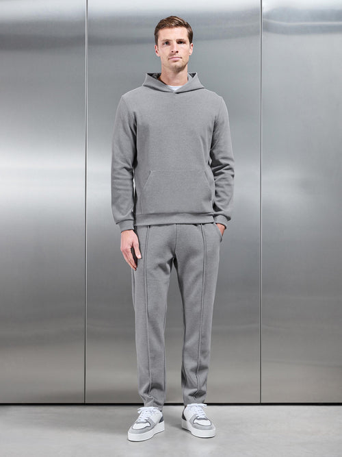 Slim Fit Knitted Hoodie in Marl Grey