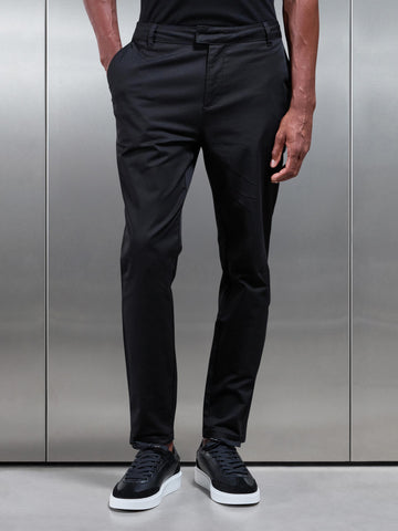Slim Fit Tailored Chino Trouser in Black