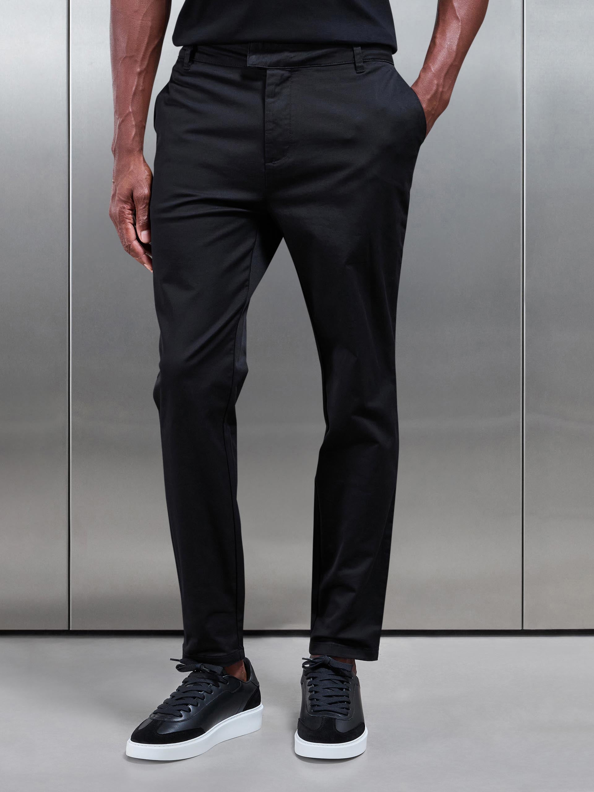 Slim Fit Tailored Chino Trouser in Black