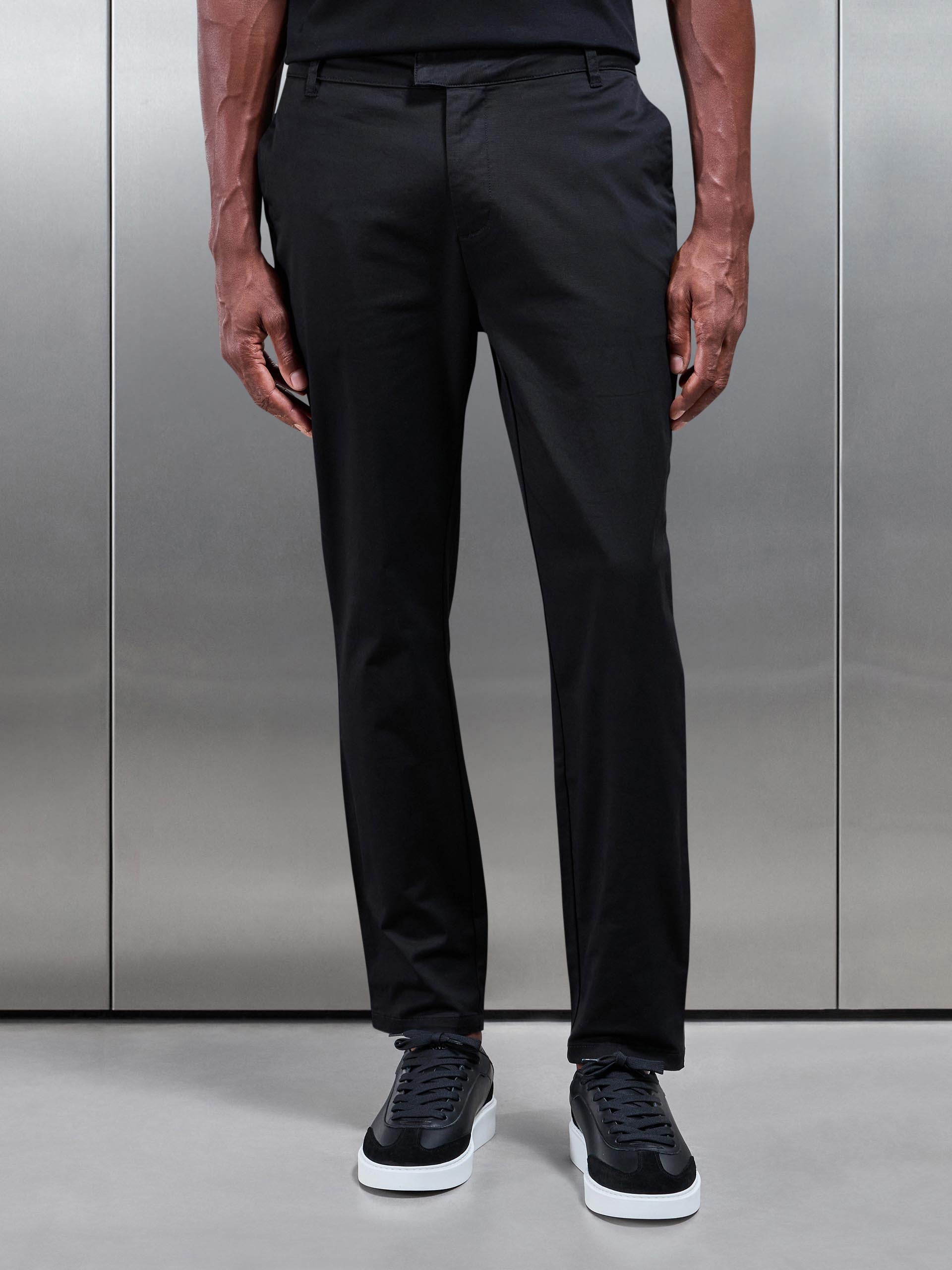 Slim Fit Tailored Chino Trouser in Black