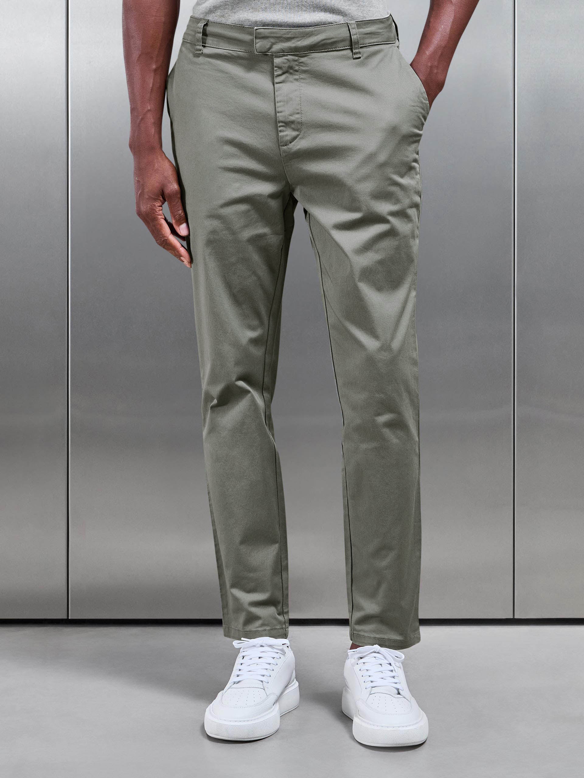 Slim Fit Tailored Chino Trouser in Olive