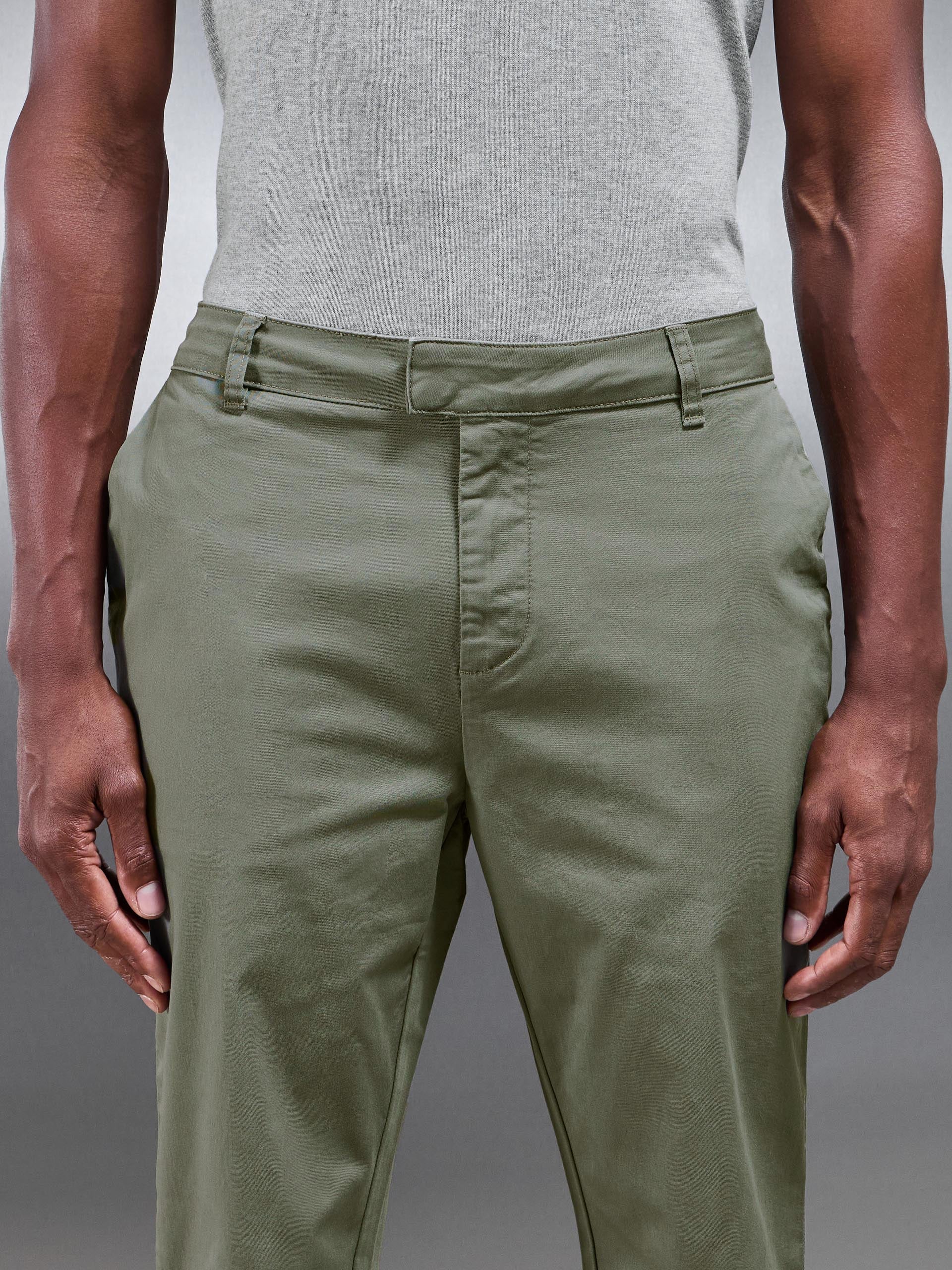 Slim Fit Tailored Chino Trouser in Olive