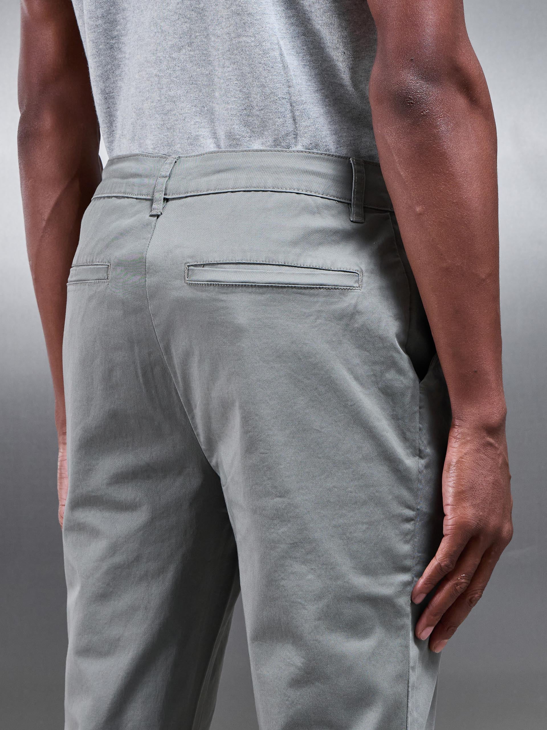 Slim Fit Tailored Chino Trouser in Olive