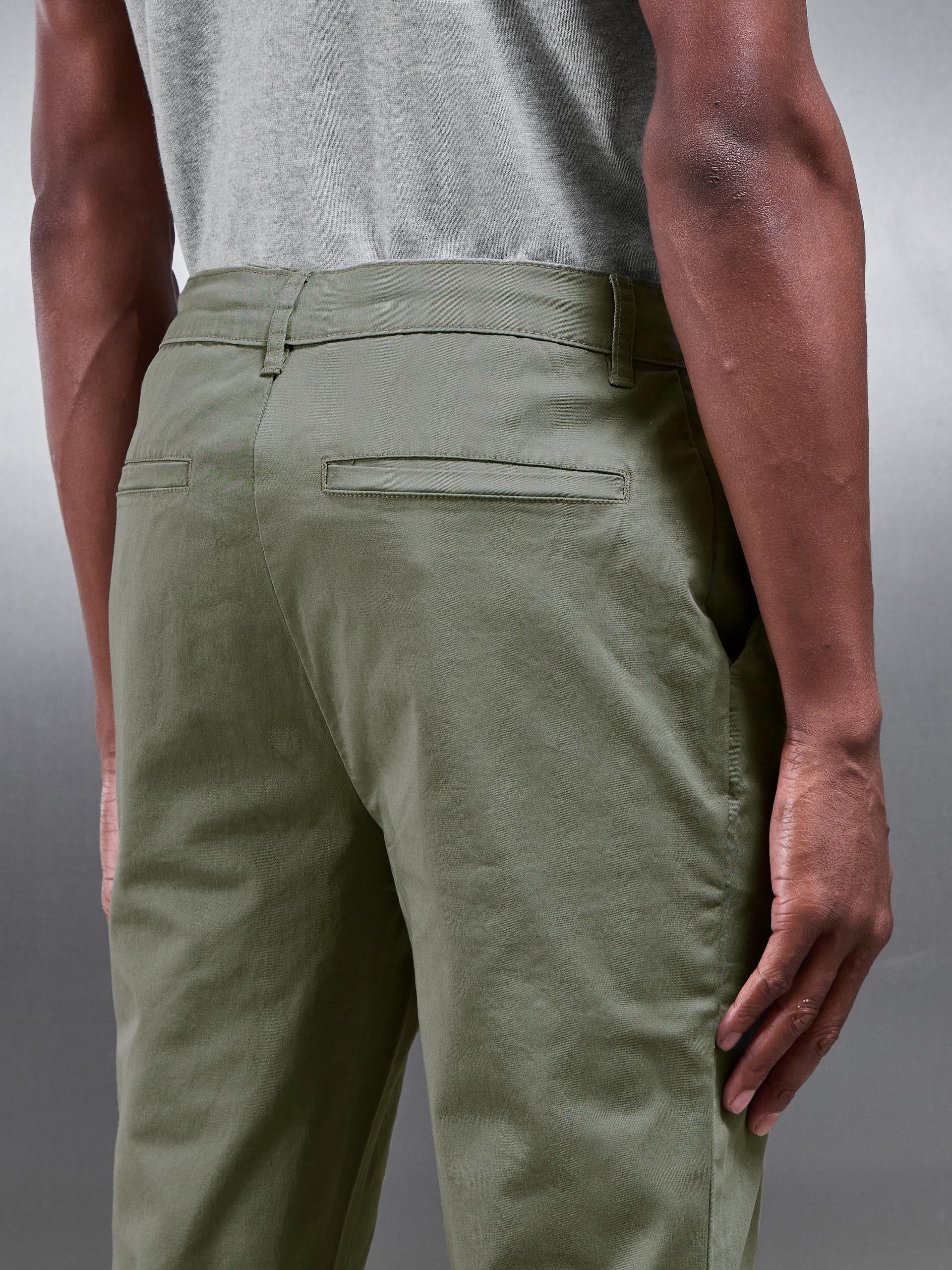 Slim Fit Tailored Chino Trouser in Olive