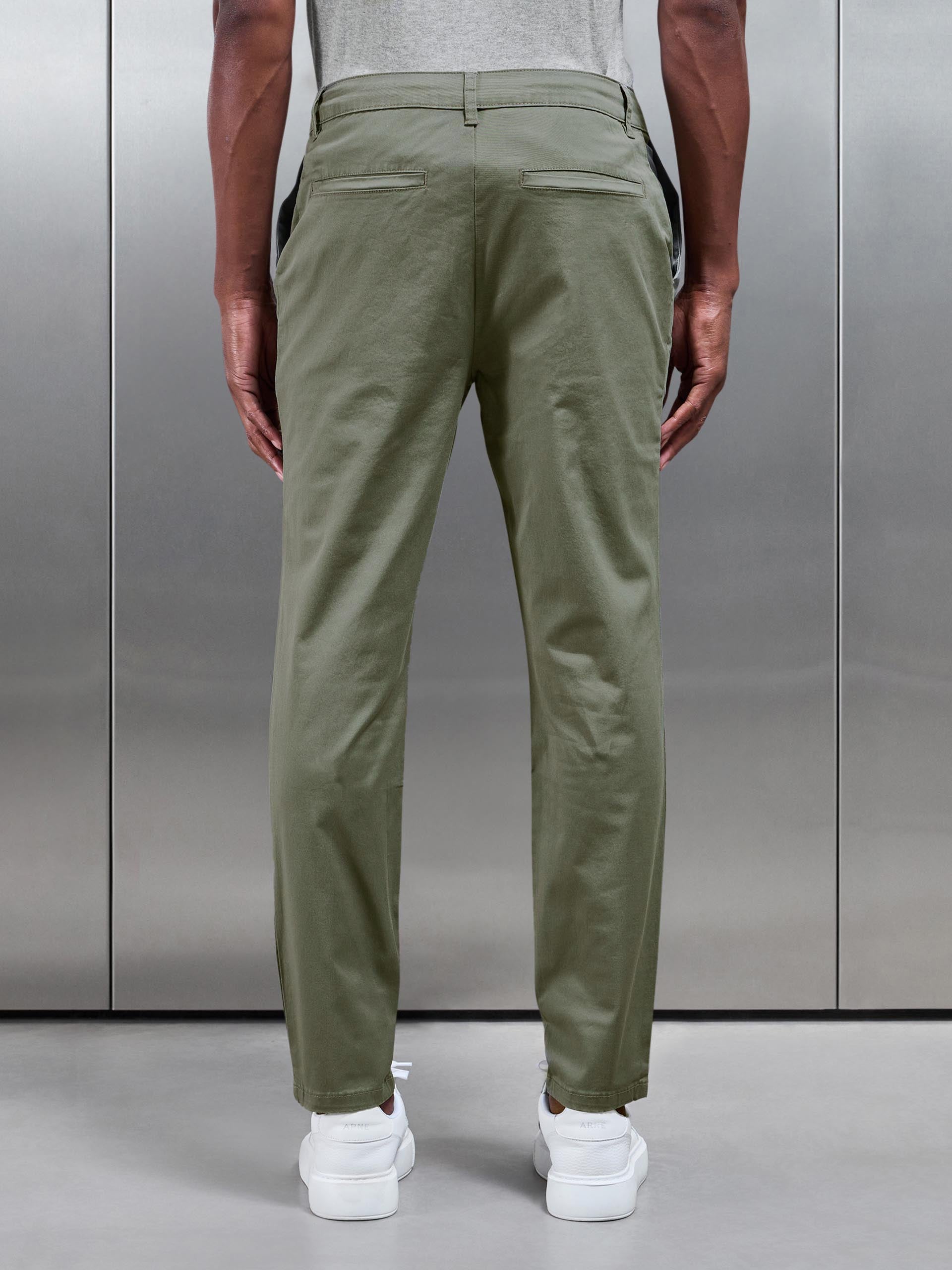 Slim Fit Tailored Chino Trouser in Olive