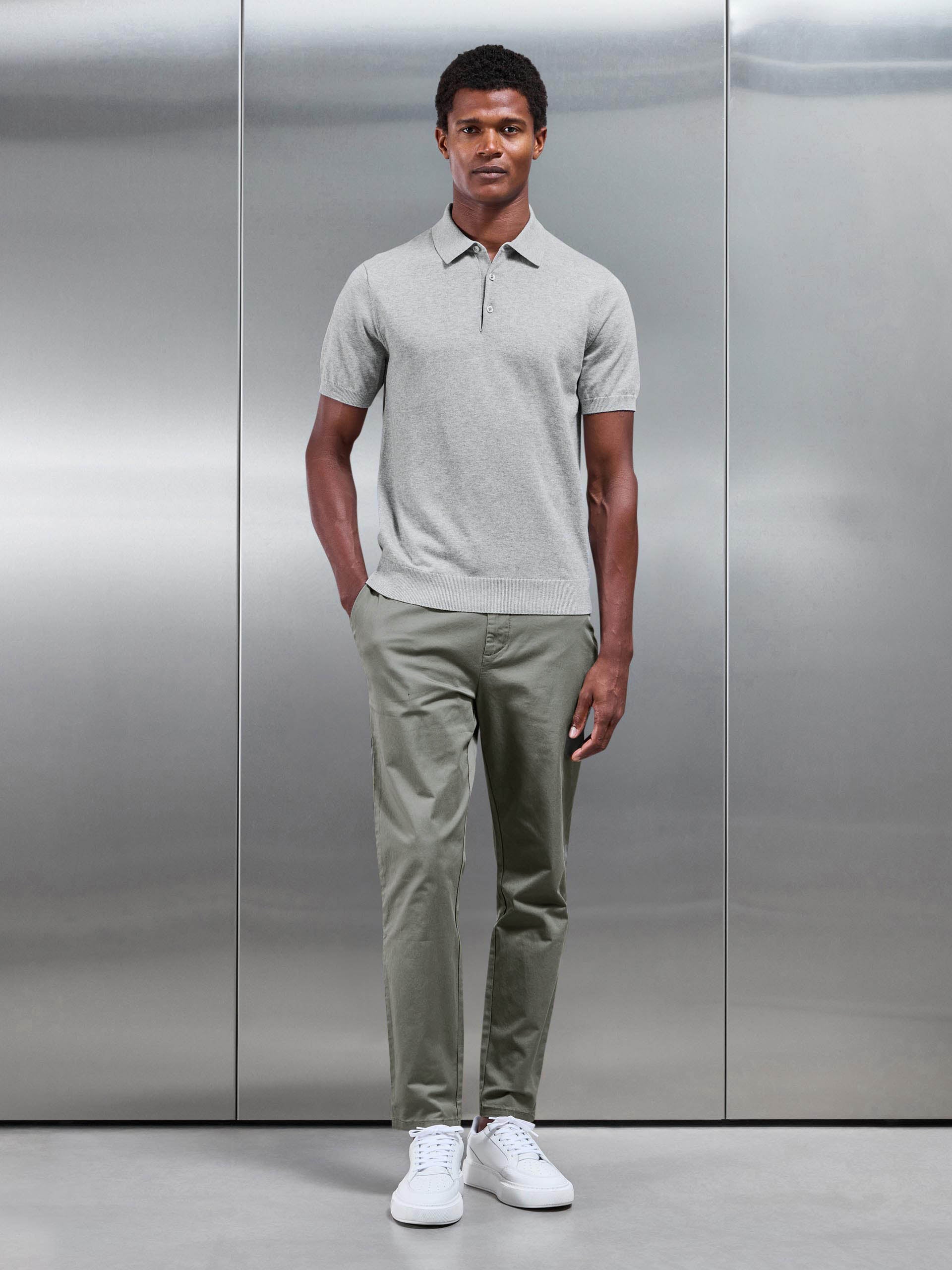 Slim Fit Tailored Chino Trouser in Olive