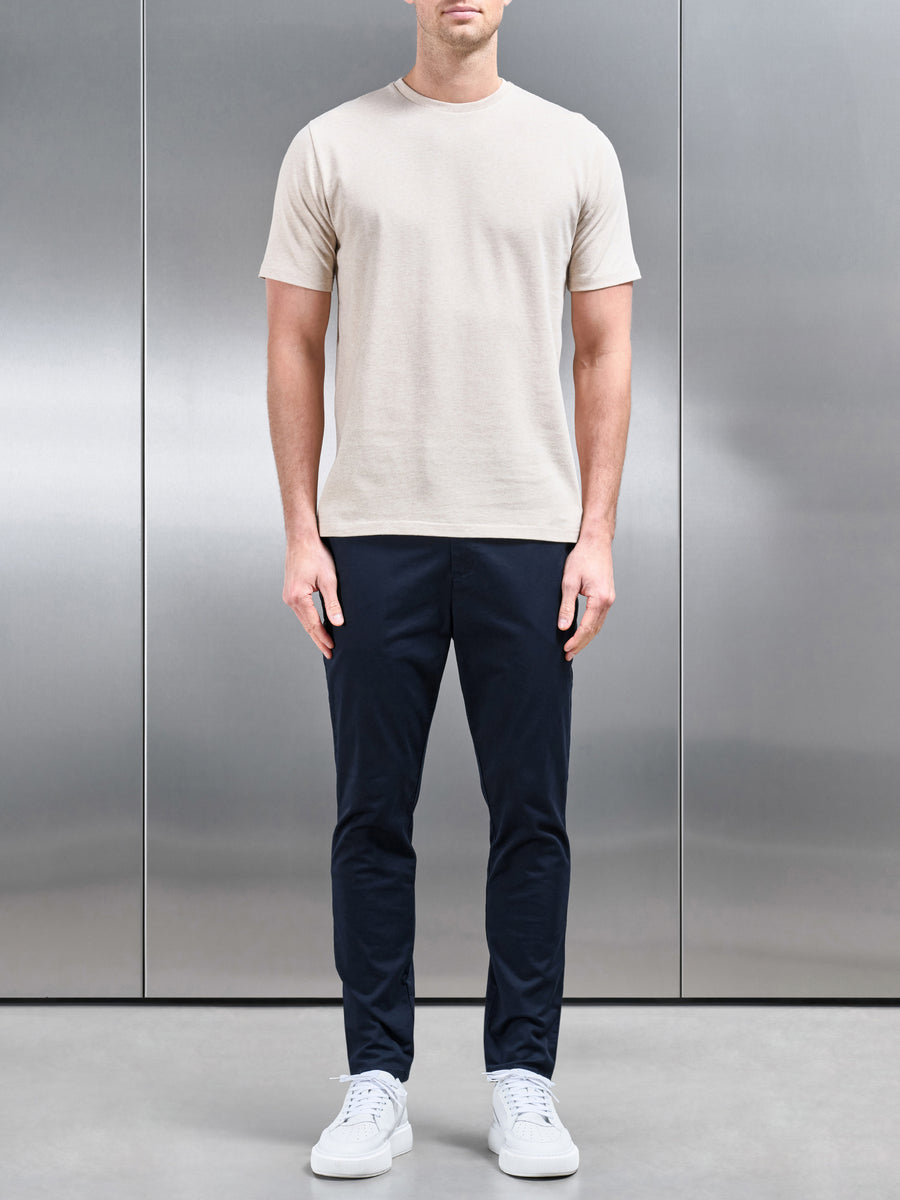 Slim Fit Cotton T-Shirt in Oatmeal Marl