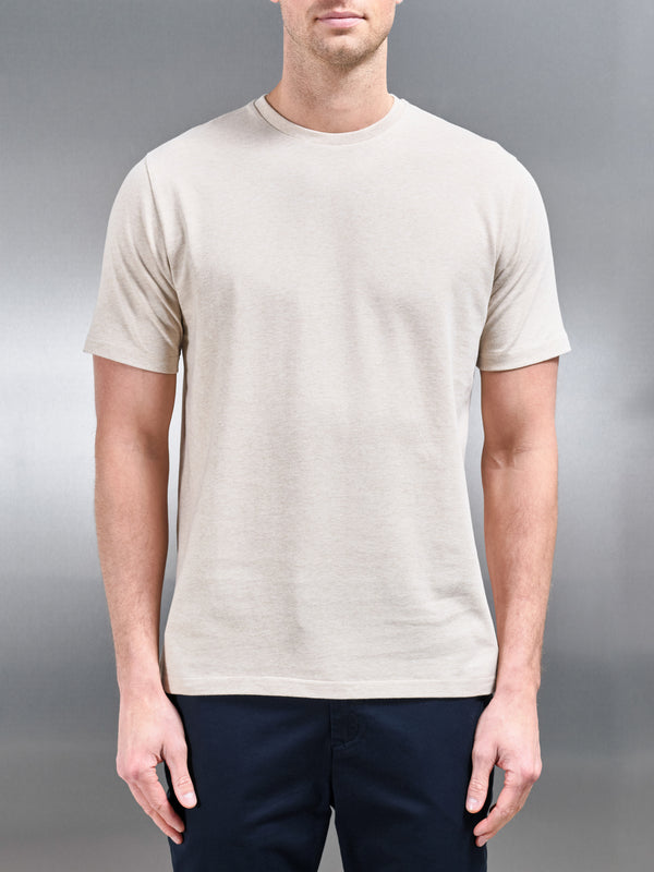 Slim Fit Cotton T-Shirt in Oatmeal Marl