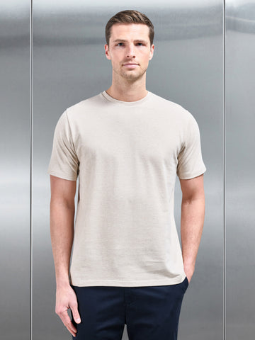 Slim Fit Cotton T-Shirt in Oatmeal Marl