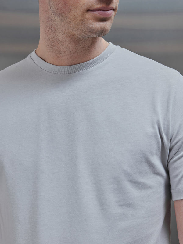 Slim Fit Cotton T-Shirt in Mid Grey