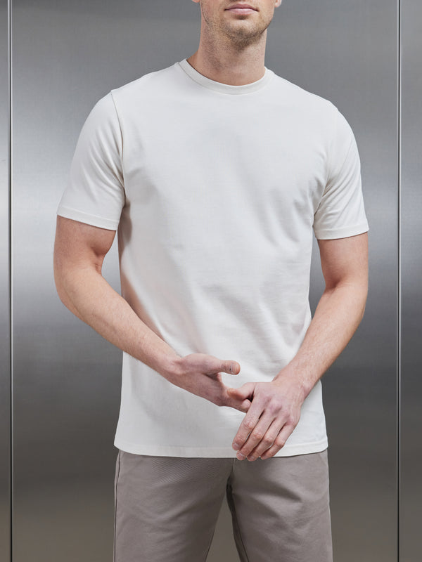 Slim Fit Cotton T-Shirt in Off White