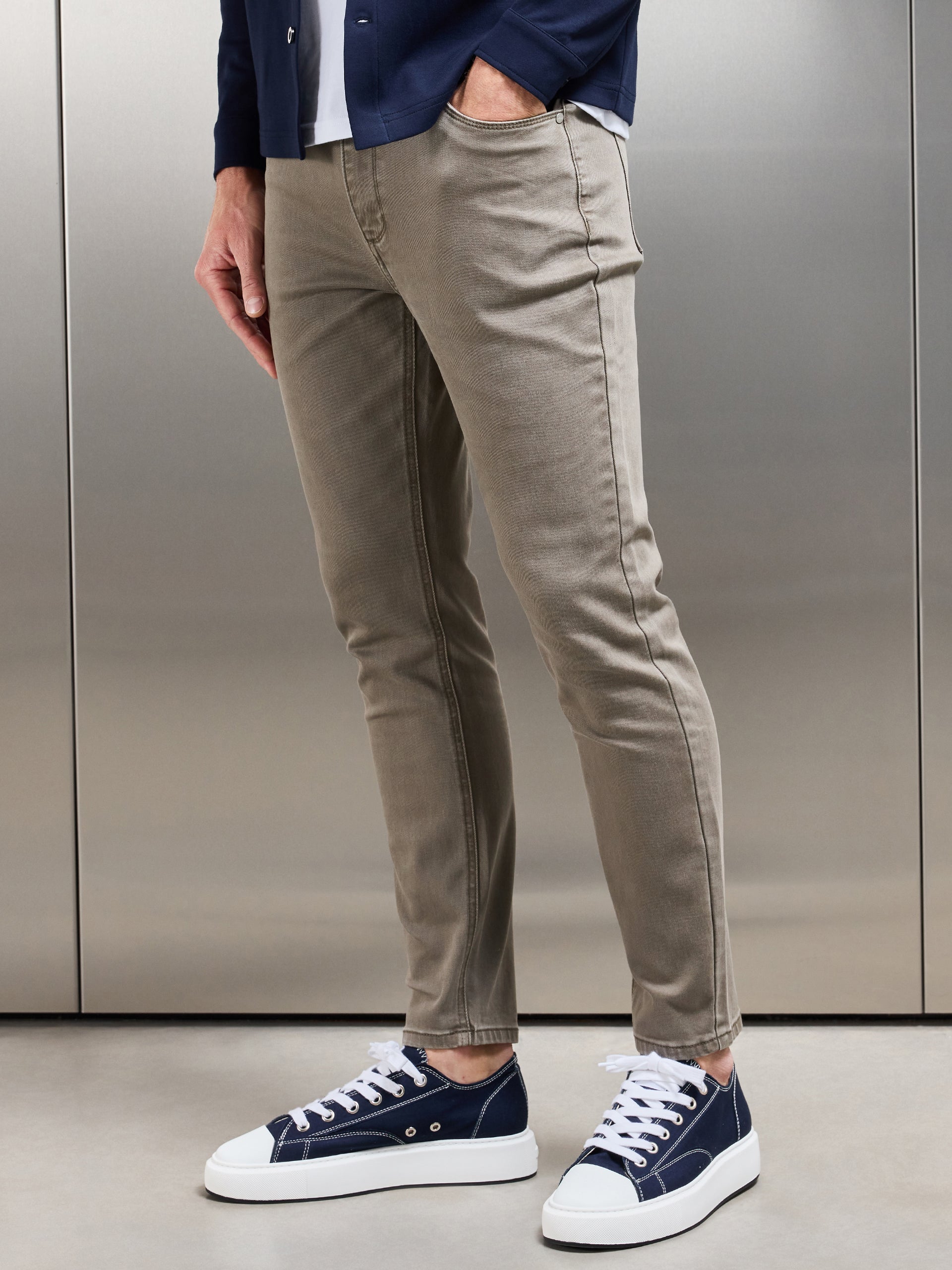 Slim Fit Denim Jeans in Olive