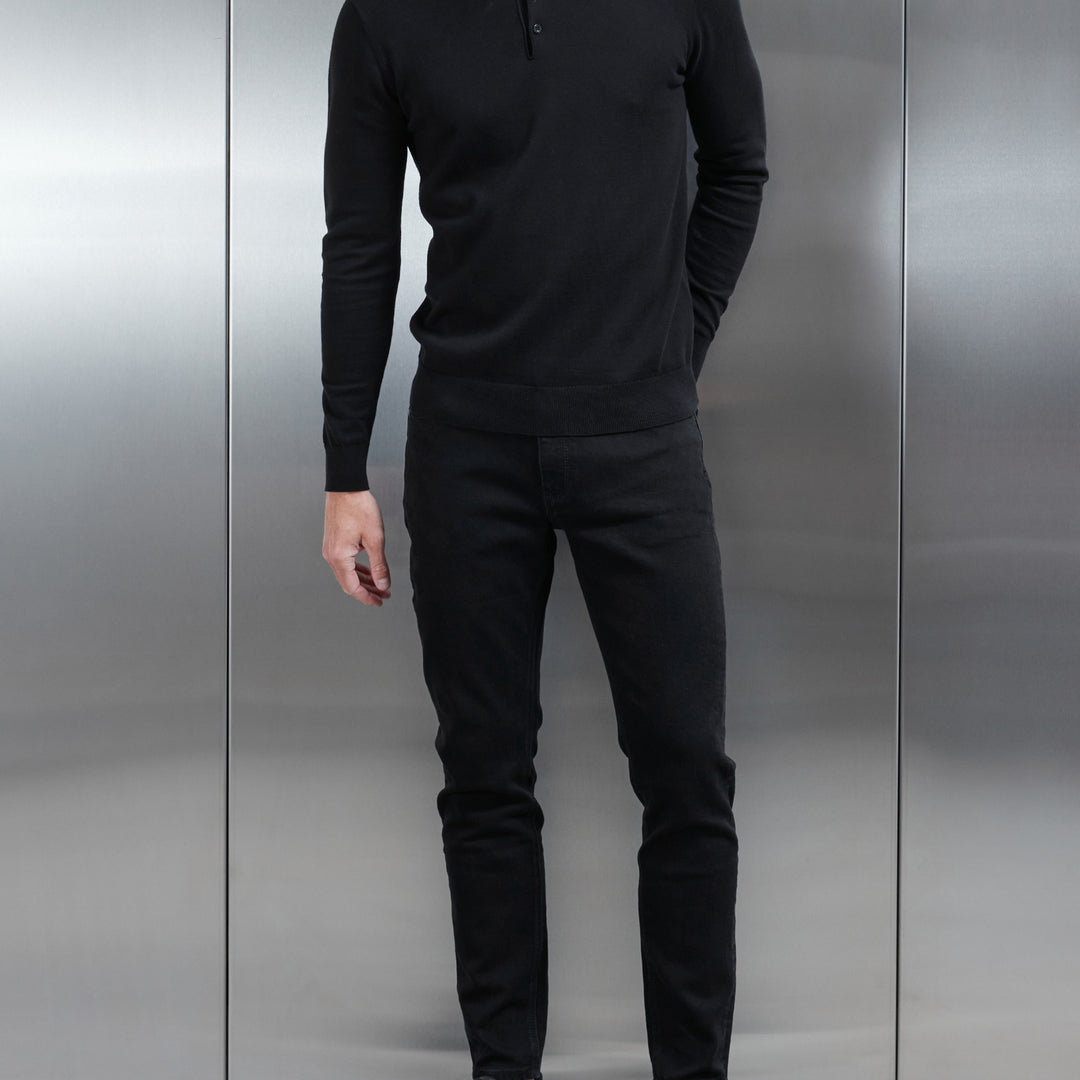 Slim Fit Denim Jeans in Solid Black