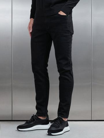 Slim Fit Denim Jeans in Solid Black