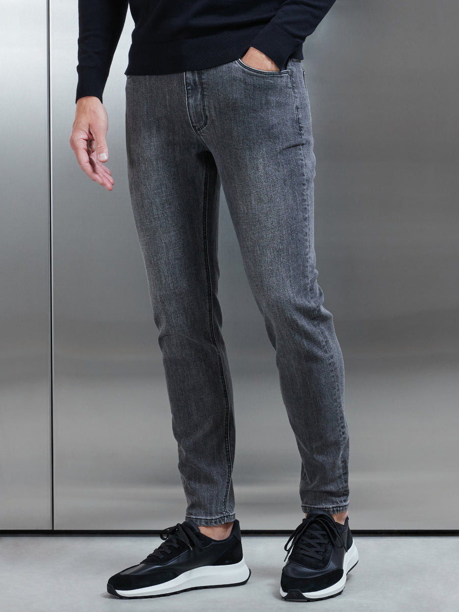 Slim Fit Denim Jeans in Grey Wash