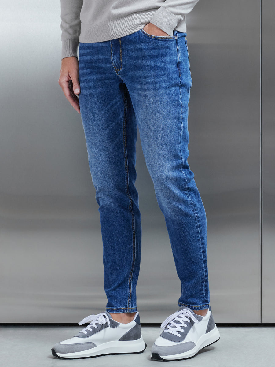 Slim Fit Denim Jeans in Mid Blue