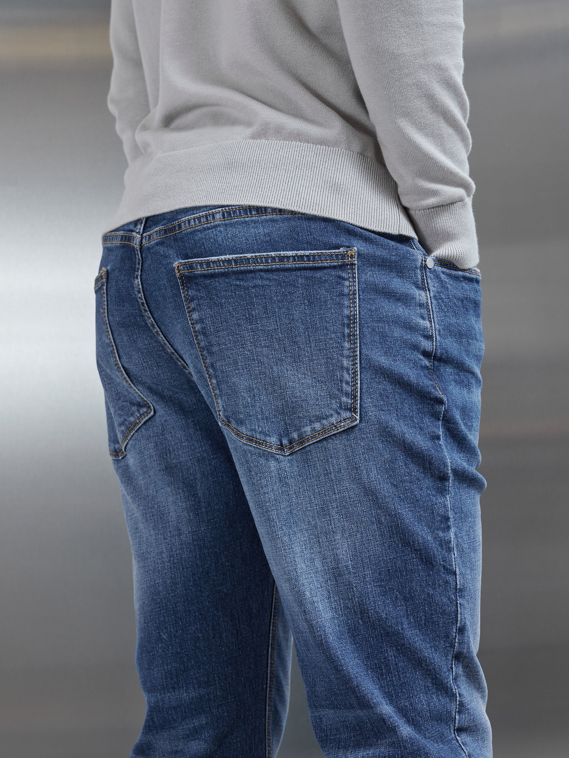 Slim Fit Denim Jeans in Mid Blue