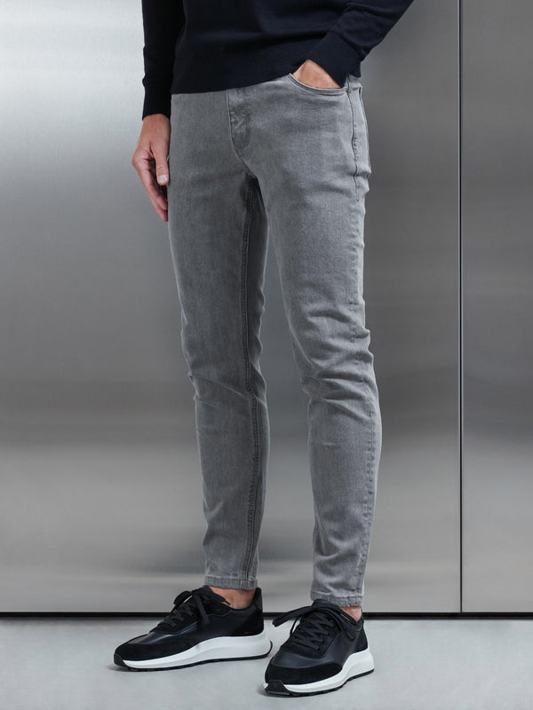 Slim Fit Denim Jeans in Solid Grey