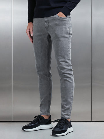 Slim Fit Denim Jeans in Solid Grey