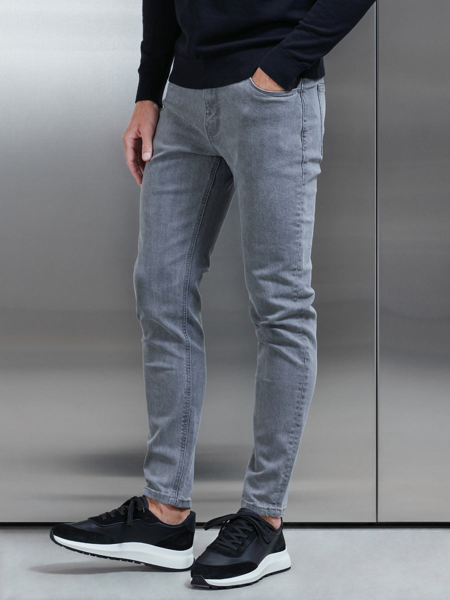 Slim Fit Denim Jeans in Solid Grey
