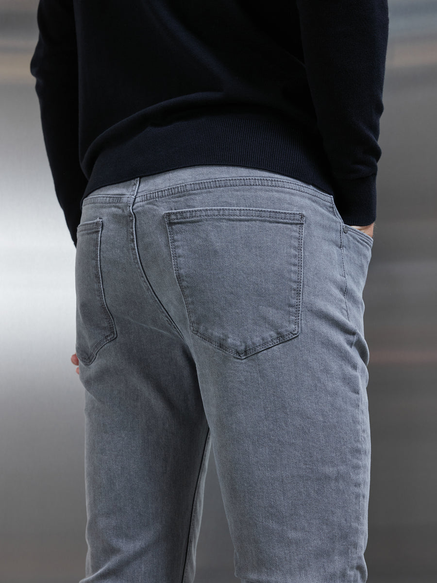 Slim Fit Denim Jeans in Solid Grey