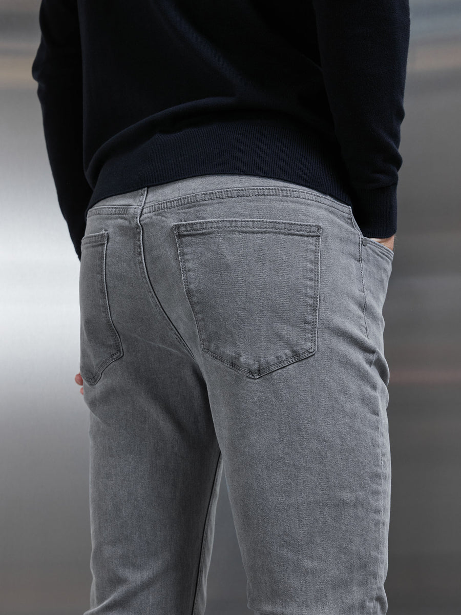 Slim Fit Denim Jeans in Solid Grey