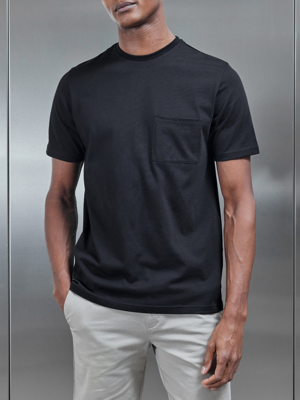 Slim Fit Pocket T-Shirt in Black