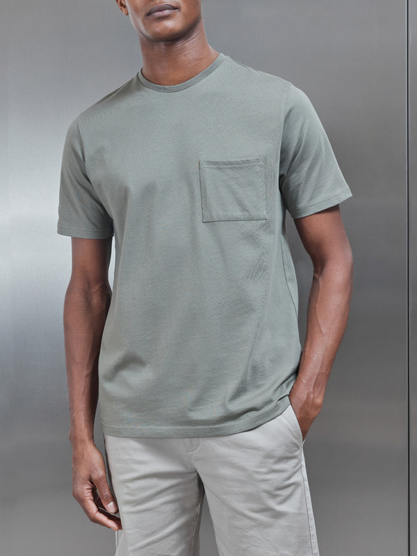 Slim Fit Pocket T-Shirt in Sage