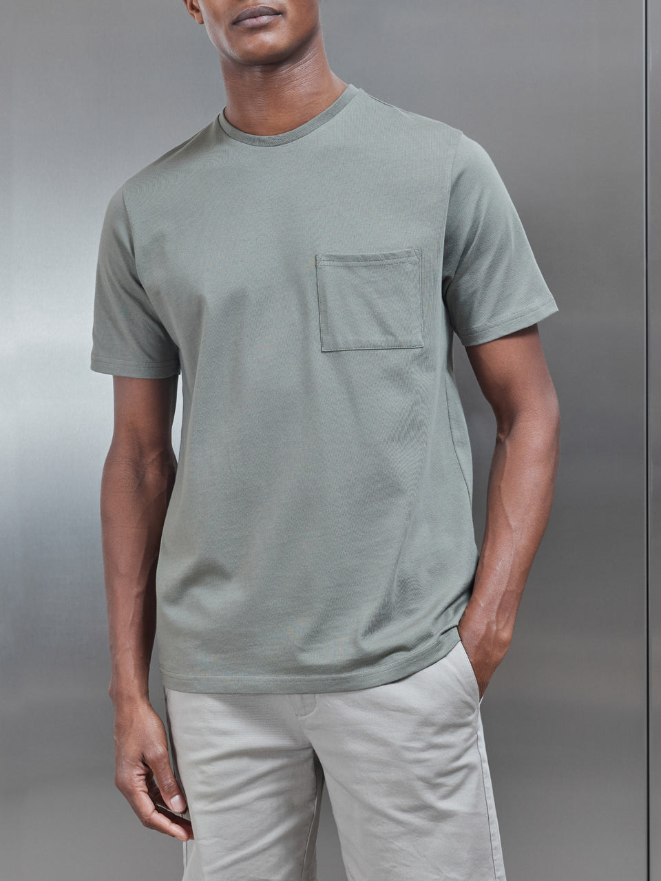 Slim Fit Pocket T-Shirt in Sage