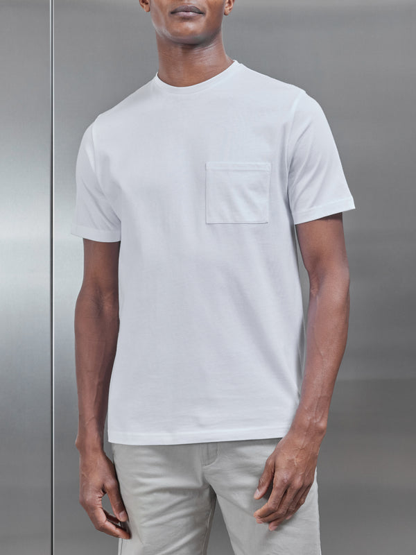 Slim Fit Pocket T-Shirt in White