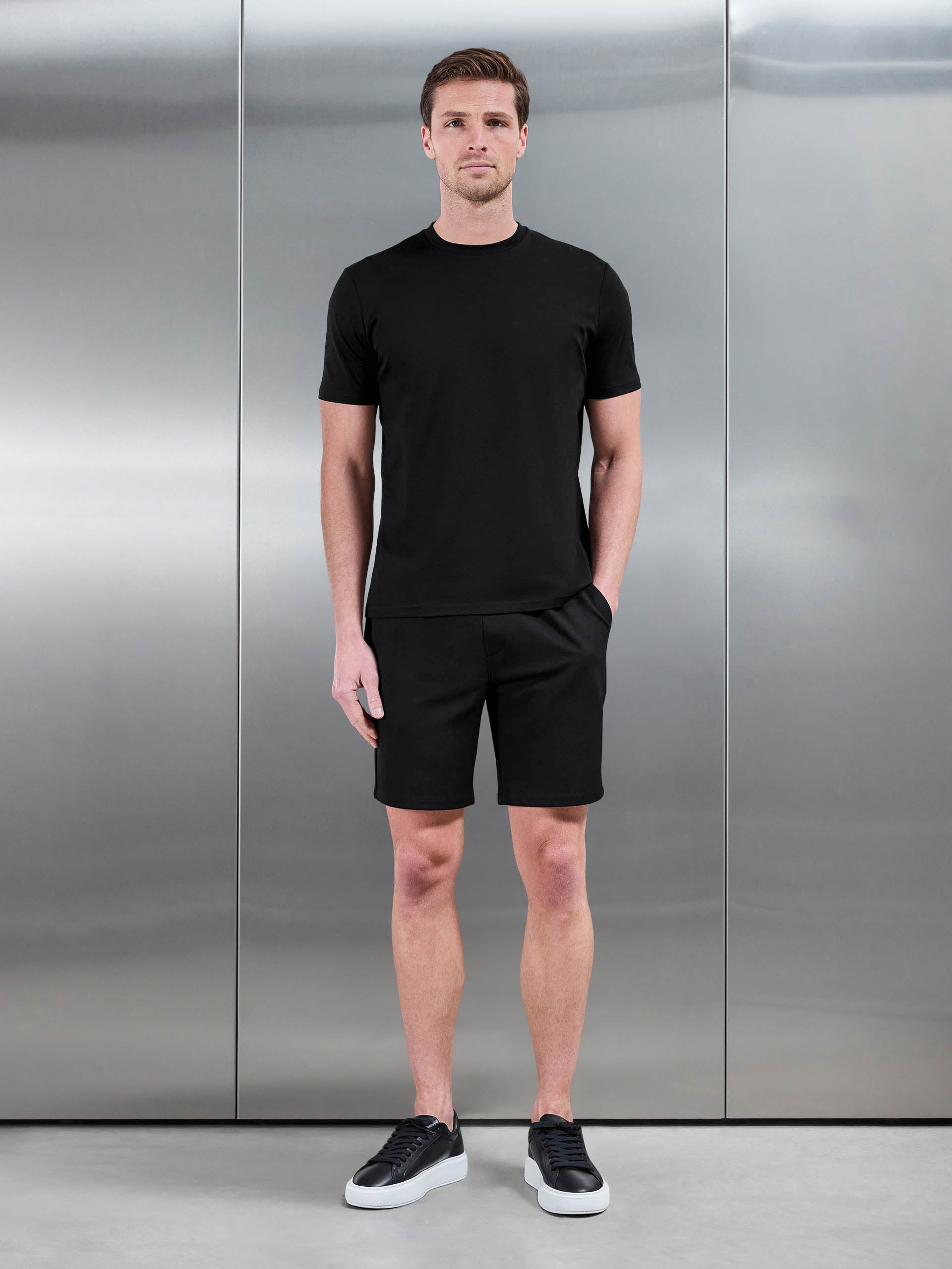 Smart Drawstring Tailored Short in Black