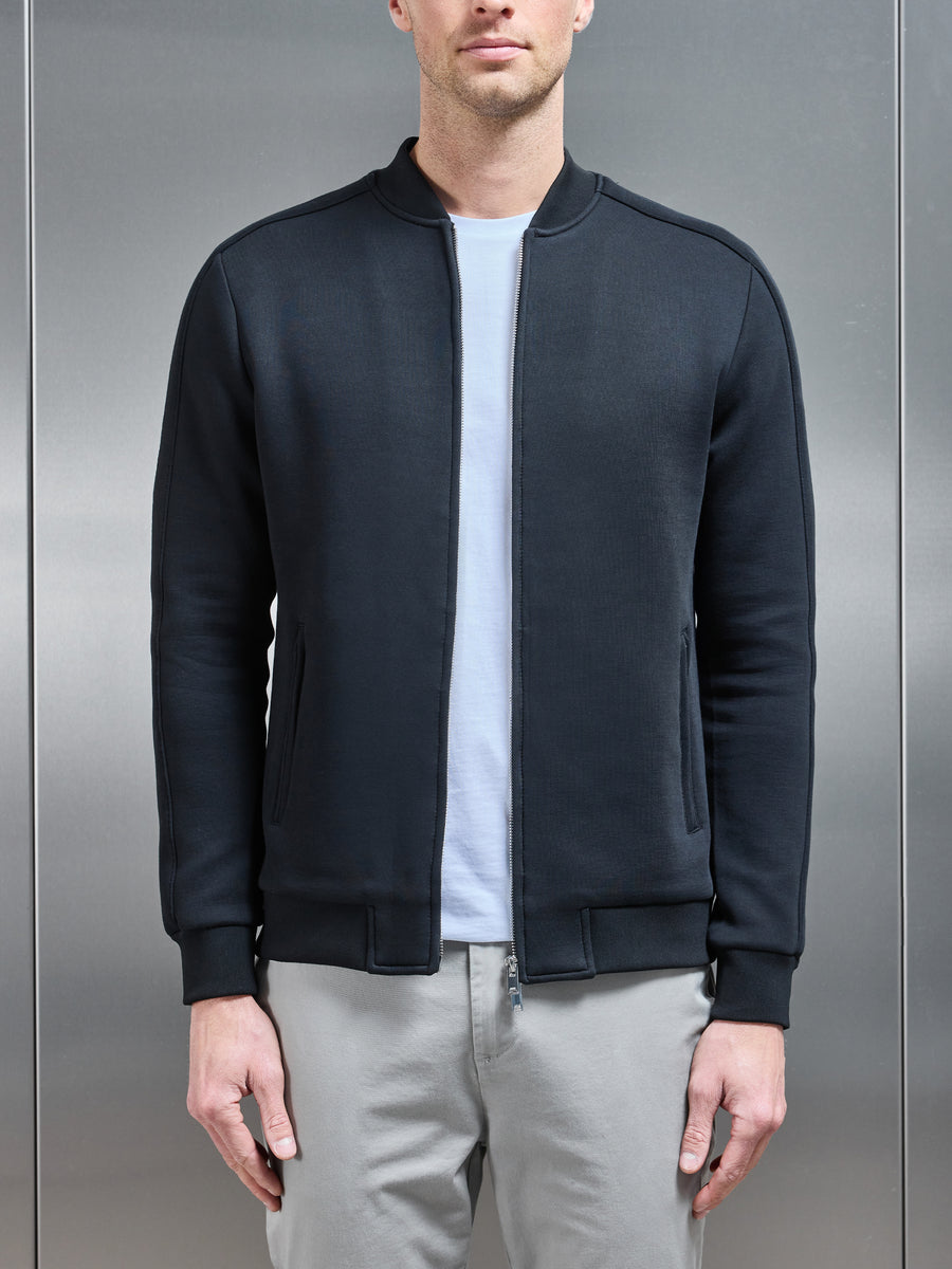 Smart Jersey Bomber Jacket in Black