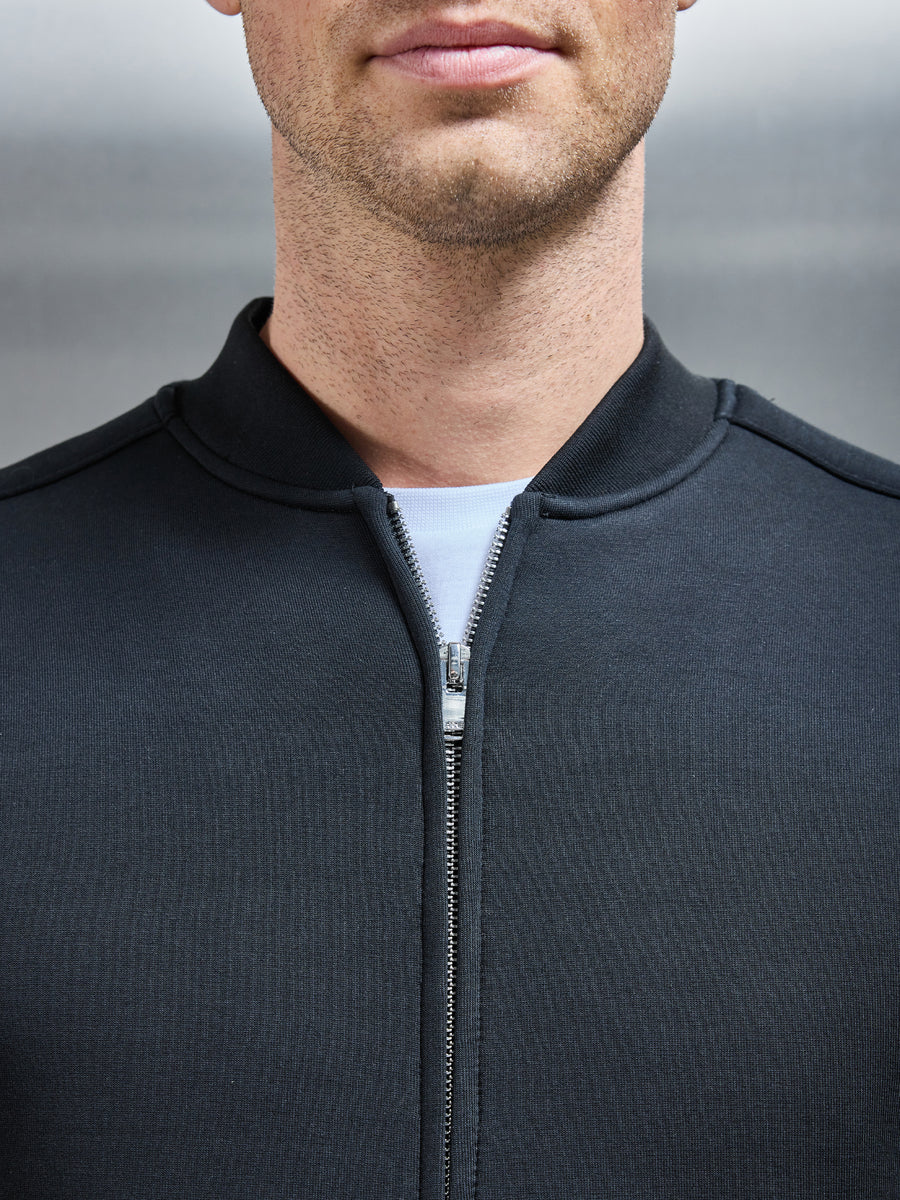 Smart Jersey Bomber Jacket in Black