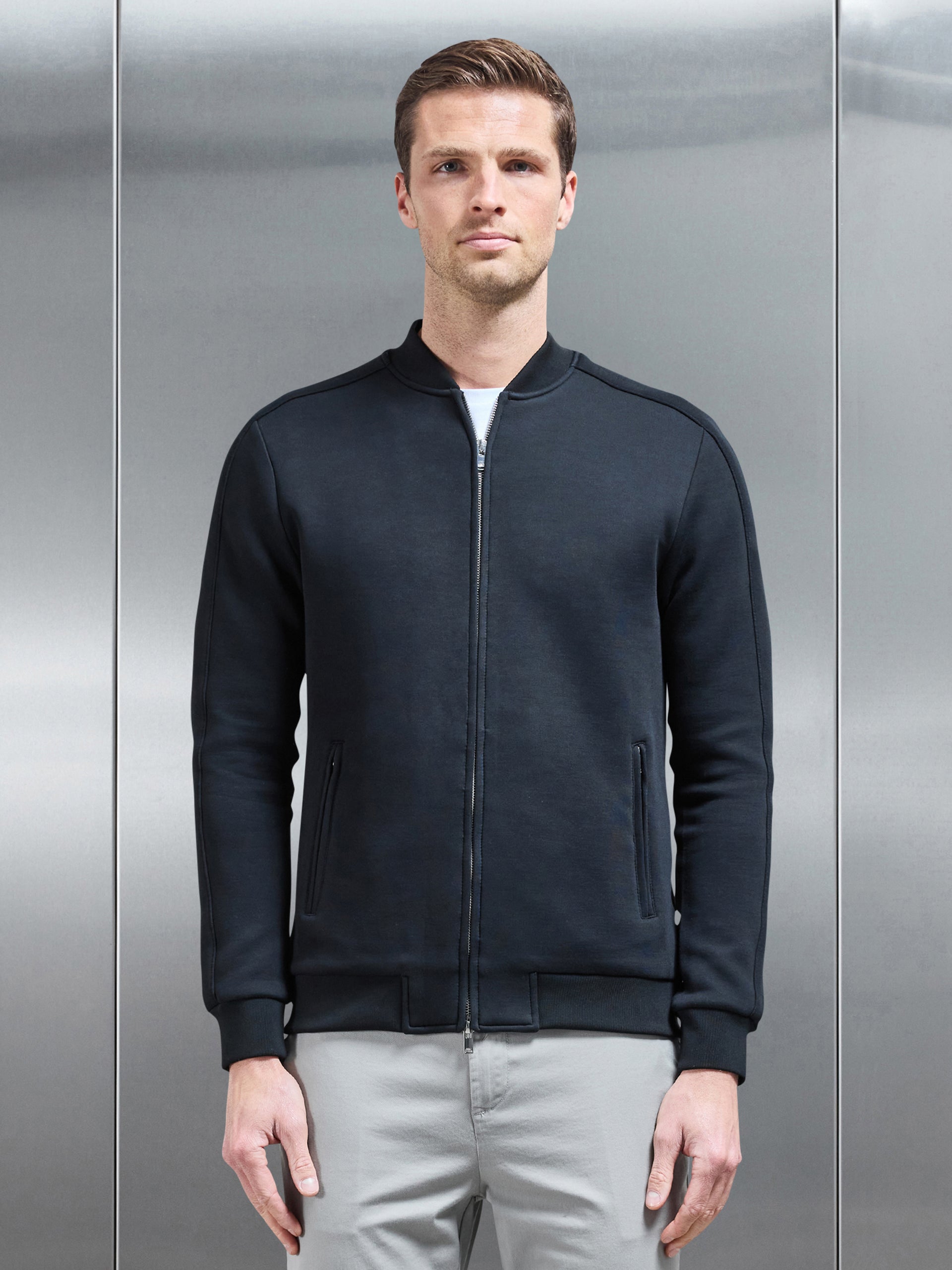 Smart Jersey Bomber Jacket in Black