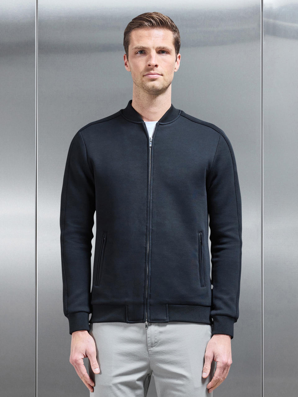 Smart Jersey Bomber Jacket in Black