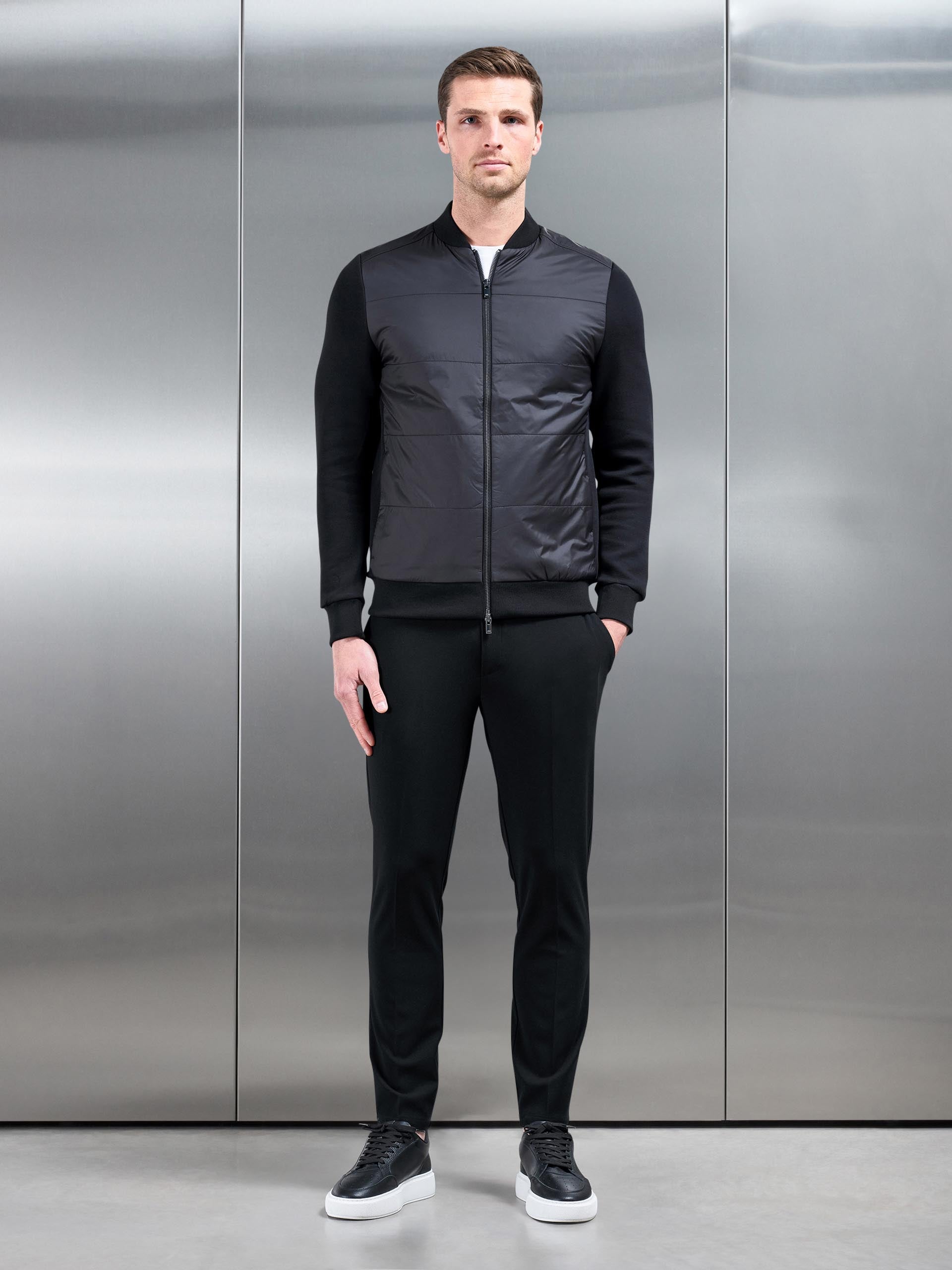 Smart Tailored Drawstring Stretch Trouser in Black