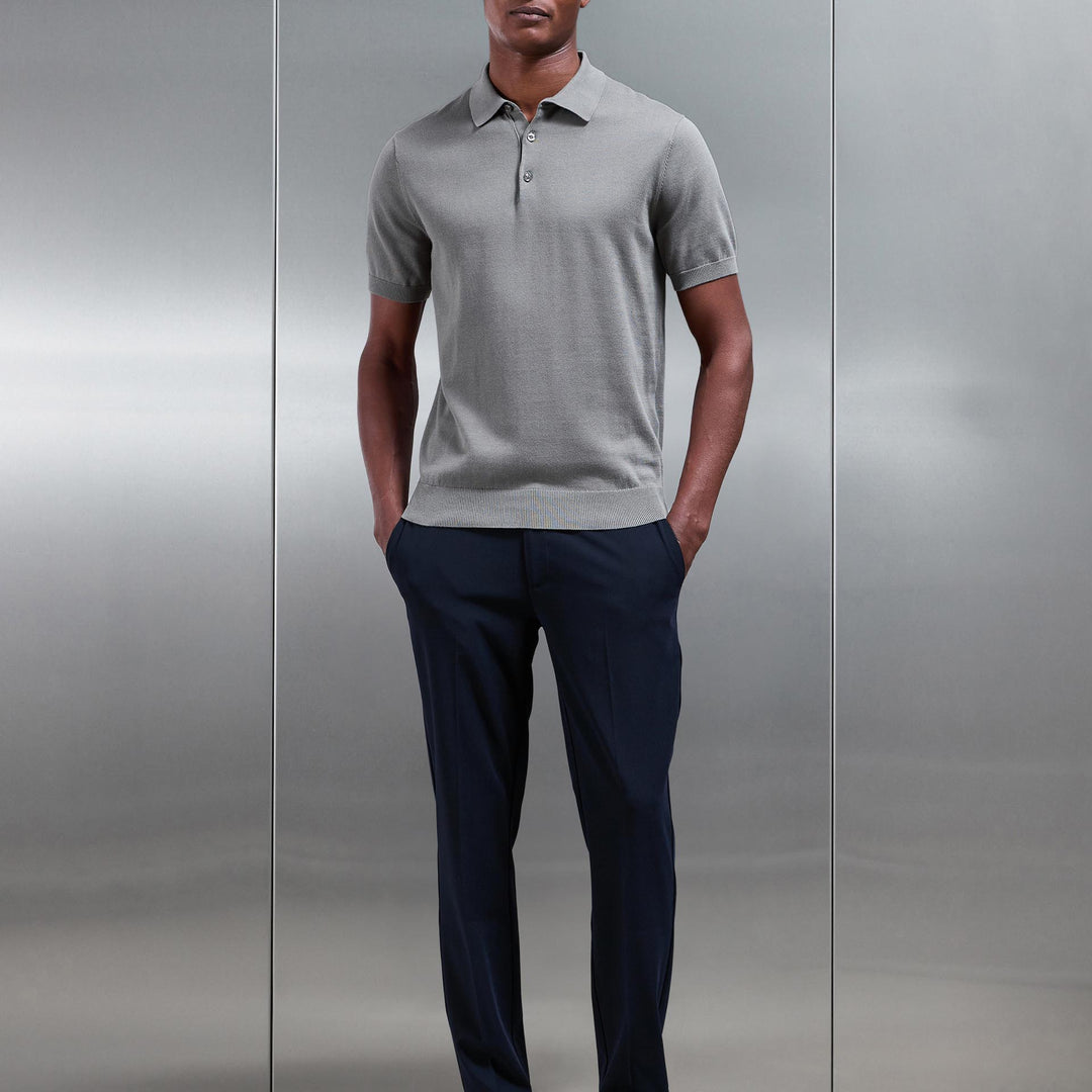 Smart Tailored Drawstring Stretch Trouser in Navy