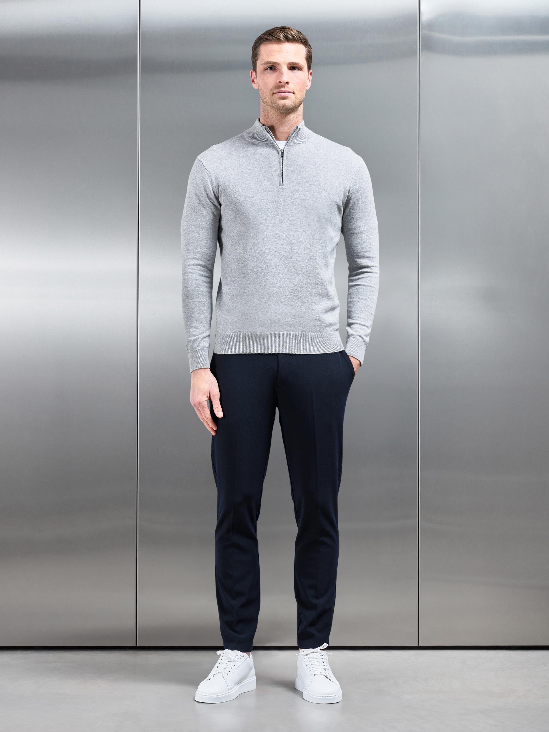 Smart Tailored Drawstring Stretch Trouser in Navy