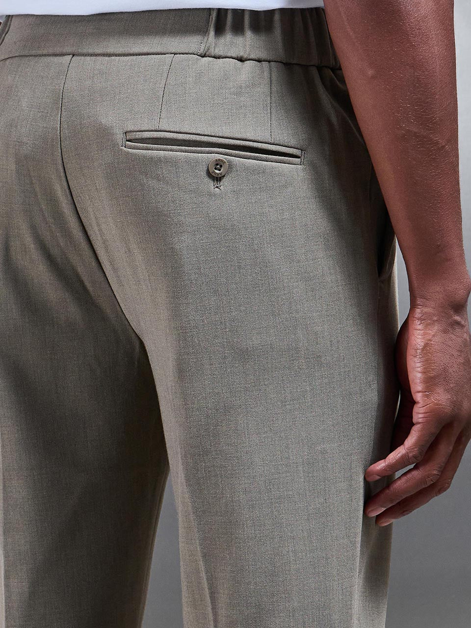 Smart Tailored Drawstring Stretch Trouser in Olive