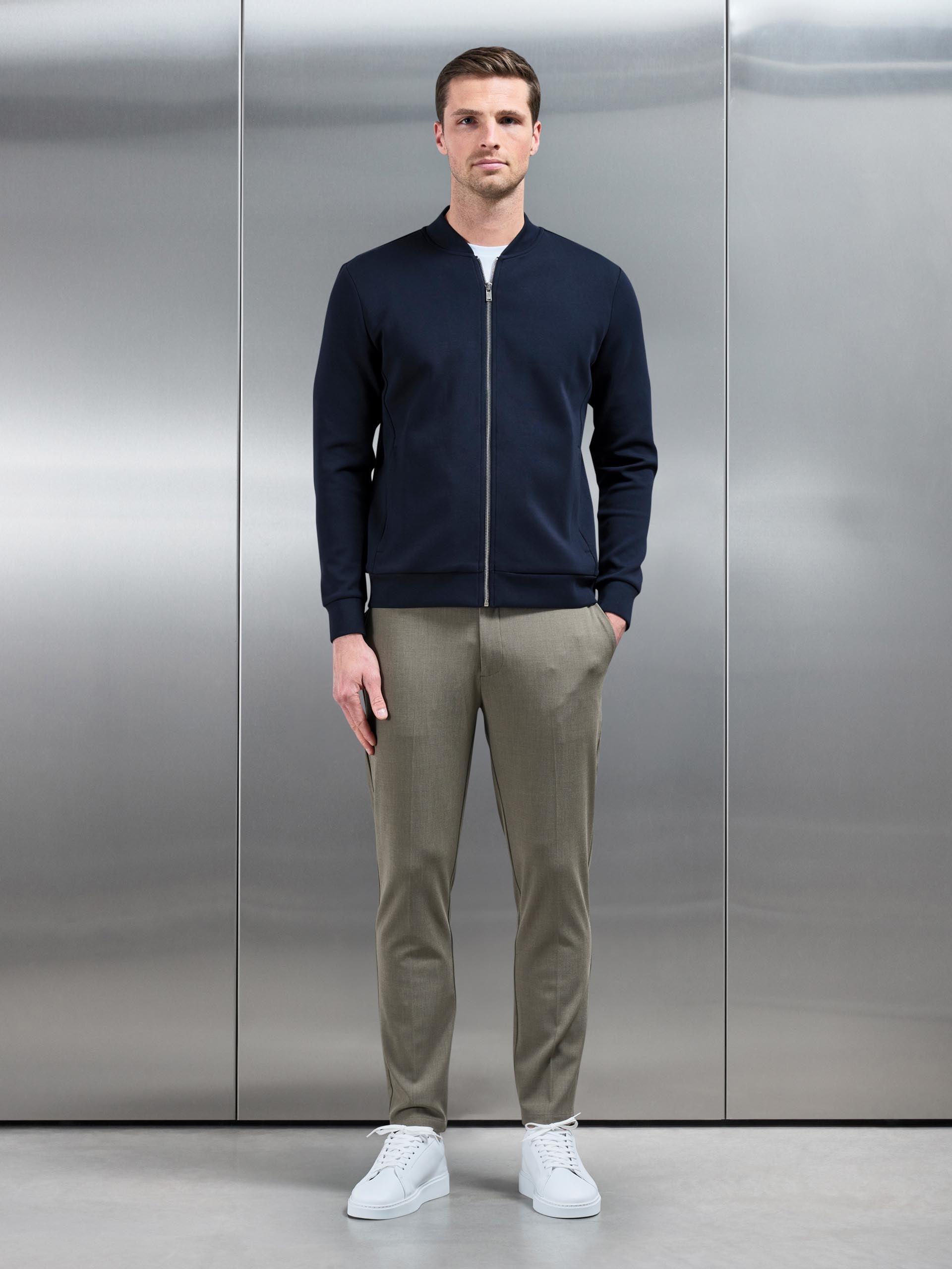Smart Tailored Drawstring Stretch Trouser in Olive