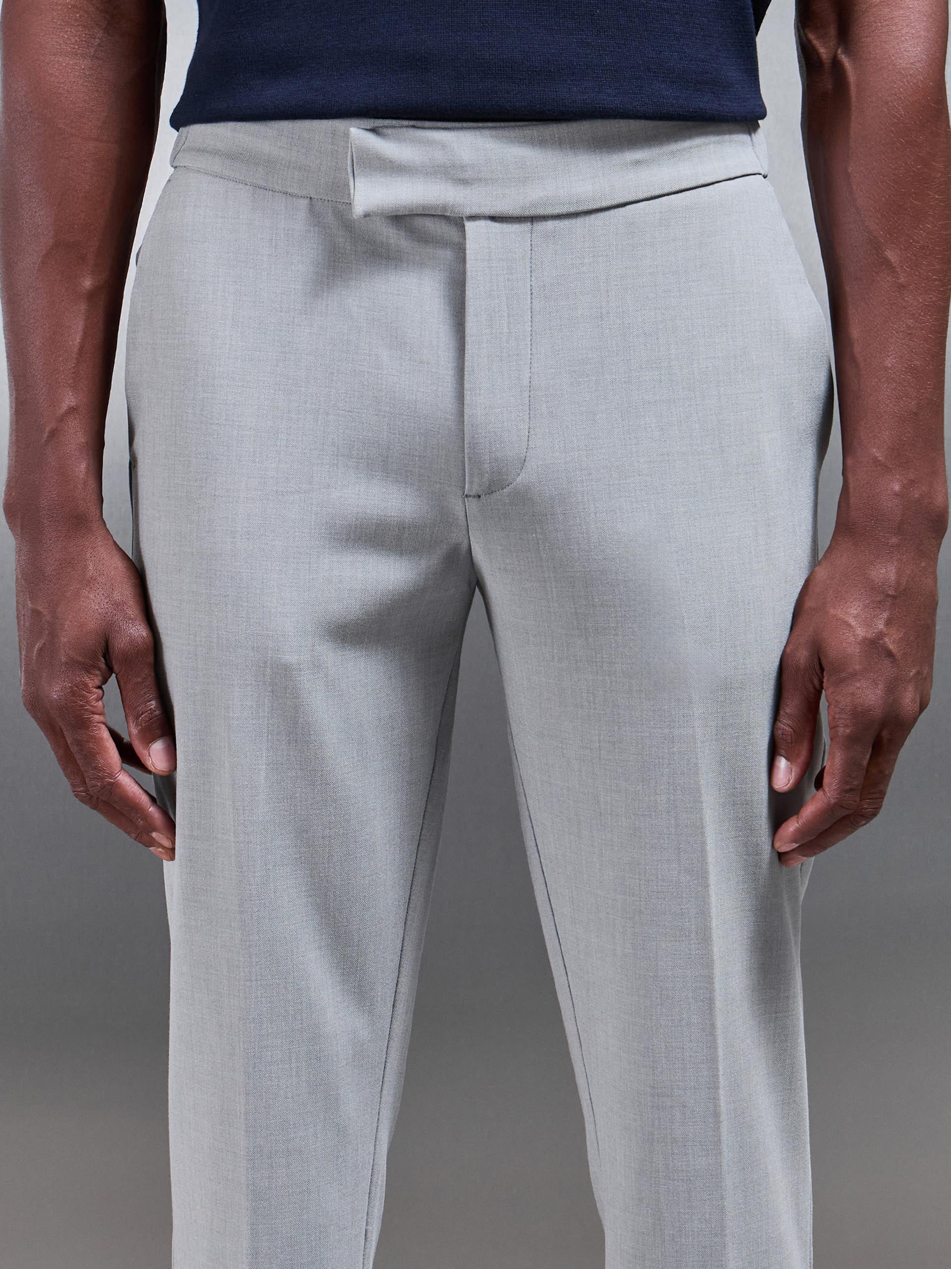 Smart Tailored Drawstring Stretch Trouser In Stone