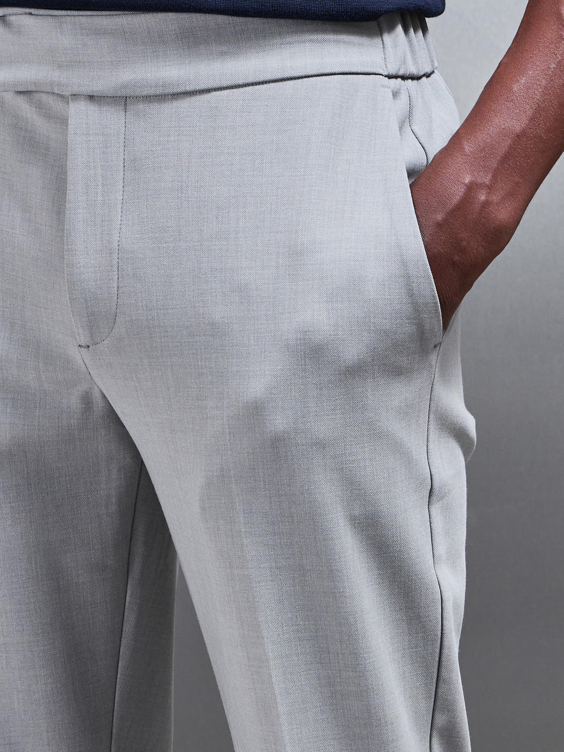 Smart Tailored Drawstring Stretch Trouser In Stone