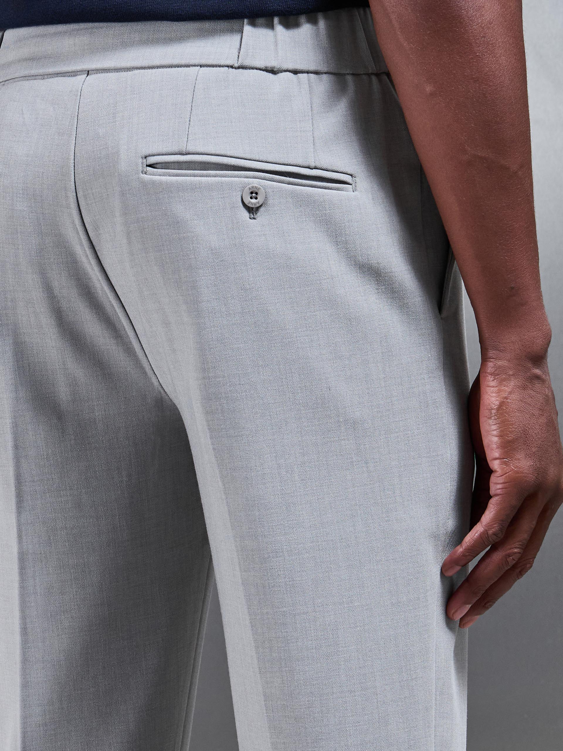 Smart Tailored Drawstring Stretch Trouser In Stone