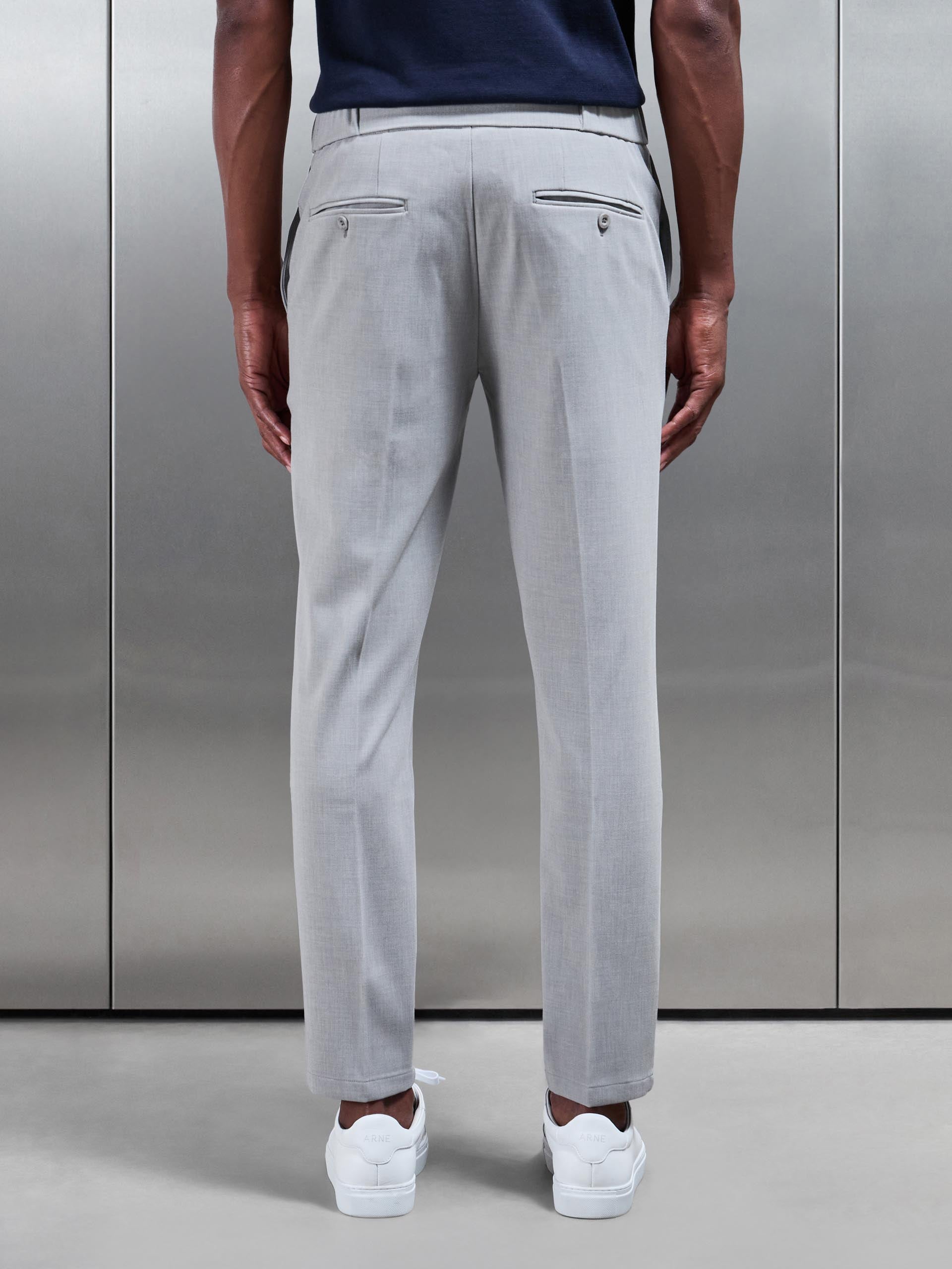Smart Tailored Drawstring Stretch Trouser In Stone